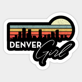 Denver Girl Retro Sunset City Skyline Souvenir Sticker